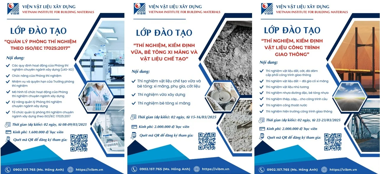 CHIÊU SINH LỚP ĐÀO TẠO NÂNG CAO NGHIỆP VỤ THÍ NGHIỆM, KIỂM ĐỊNH VẬT LIỆU XÂY DỰNG KHÓA 1 – 2025 CHIÊU SINH LỚP ĐÀO TẠO NÂNG CAO NGHIỆP VỤ THÍ NGHIỆM, KIỂM ĐỊNH VẬT LIỆU XÂY DỰNG KHÓA 1 – 2025