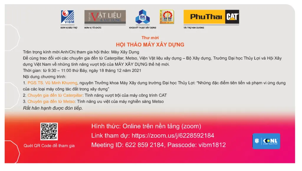 Thông báo tham dự Hội thảo chuyên đề “Máy xây dựng”