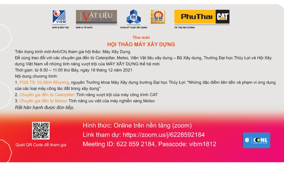 Thông báo tham dự Hội thảo chuyên đề “Máy xây dựng” Thông báo tham dự Hội thảo chuyên đề “Máy xây dựng”